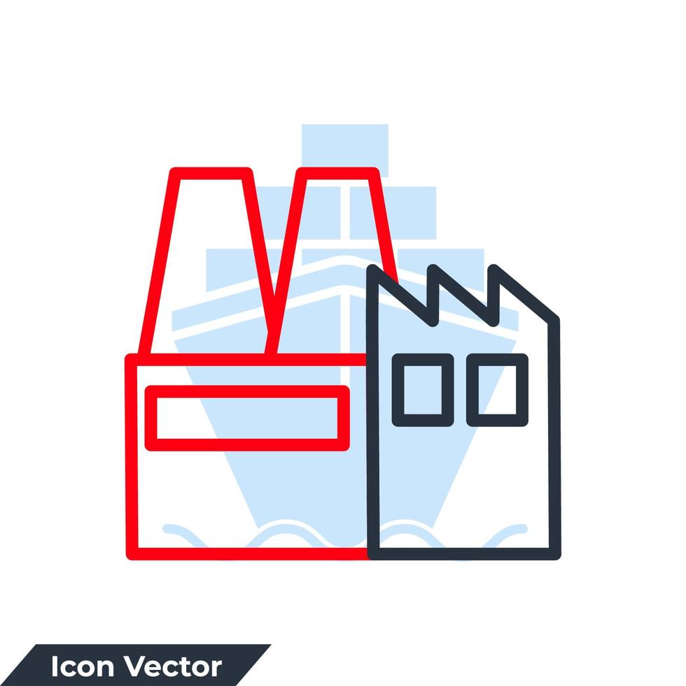 illustrazione vettoriale del logo dell'icona industriale. modello di simbolo di fabbrica di edifici per la raccolta di grafica e web design