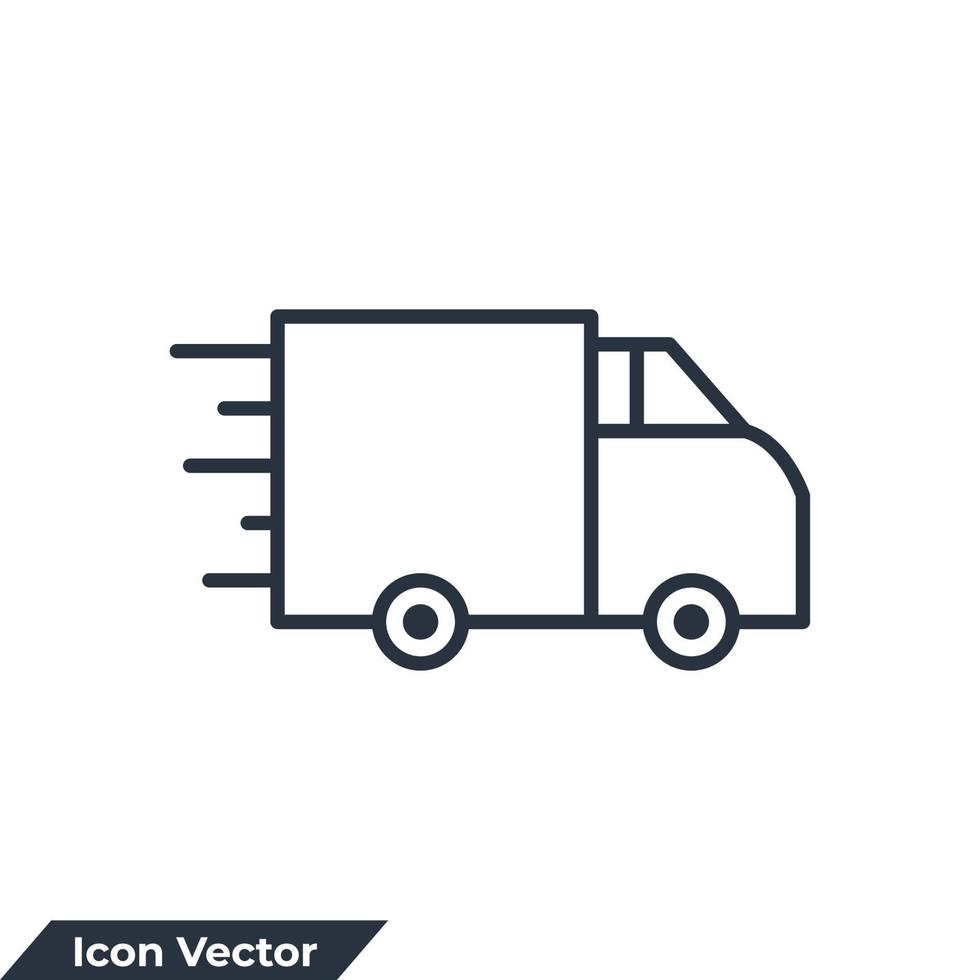 illustrazione vettoriale del logo dell'icona del camion di consegna. modello di simbolo del camion di consegna veloce per la raccolta di grafica e web design