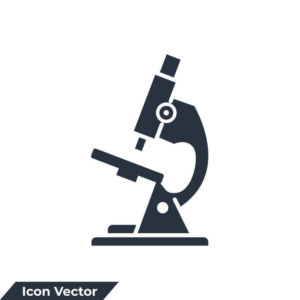 illustrazione vettoriale del logo dell'icona del microscopio. modello di simbolo di ricerca per la raccolta di grafica e web design