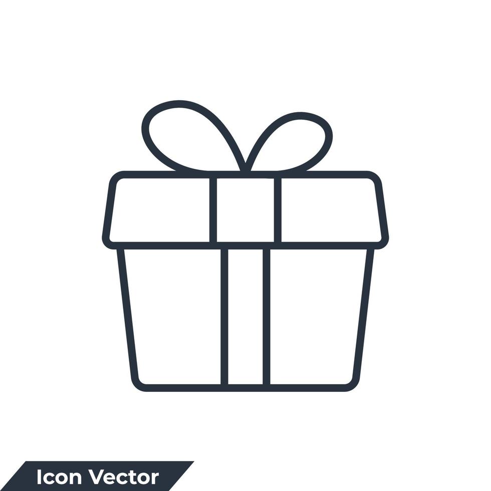 illustrazione vettoriale del logo dell'icona della confezione regalo. modello di simbolo regalo per la raccolta di grafica e web design