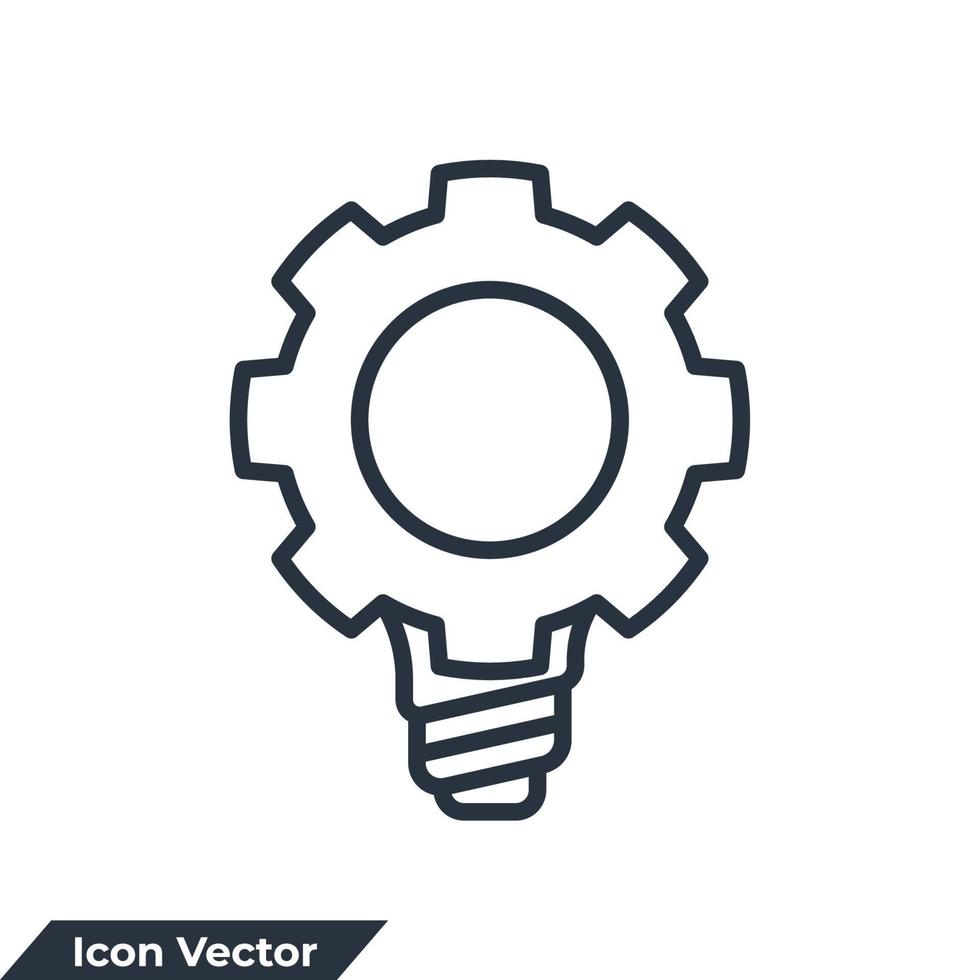 illustrazione vettoriale del logo dell'icona della lampadina dell'ingranaggio. modello di simbolo di innovazione della conoscenza per la raccolta di grafica e web design