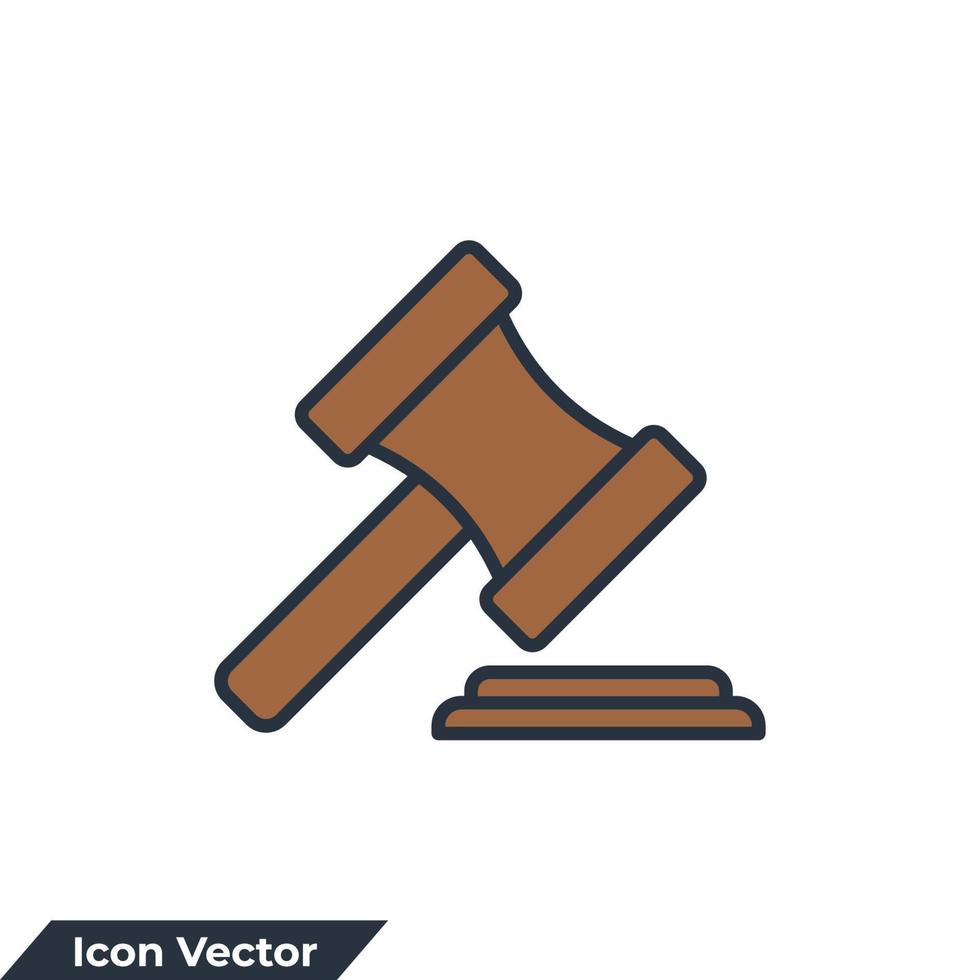 illustrazione vettoriale del logo dell'icona dell'asta. modello di simbolo del martelletto del giudice per la raccolta di grafica e web design