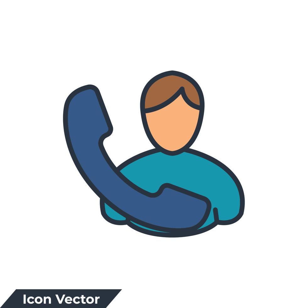 illustrazione vettoriale del logo dell'icona di chiamata. chiama il modello di simbolo dell'uomo per la raccolta di grafica e web design