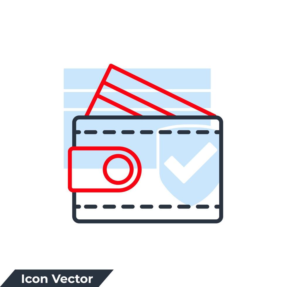 illustrazione vettoriale del logo dell'icona del portafoglio. modello di simbolo di pagamento in contanti per la raccolta di grafica e web design