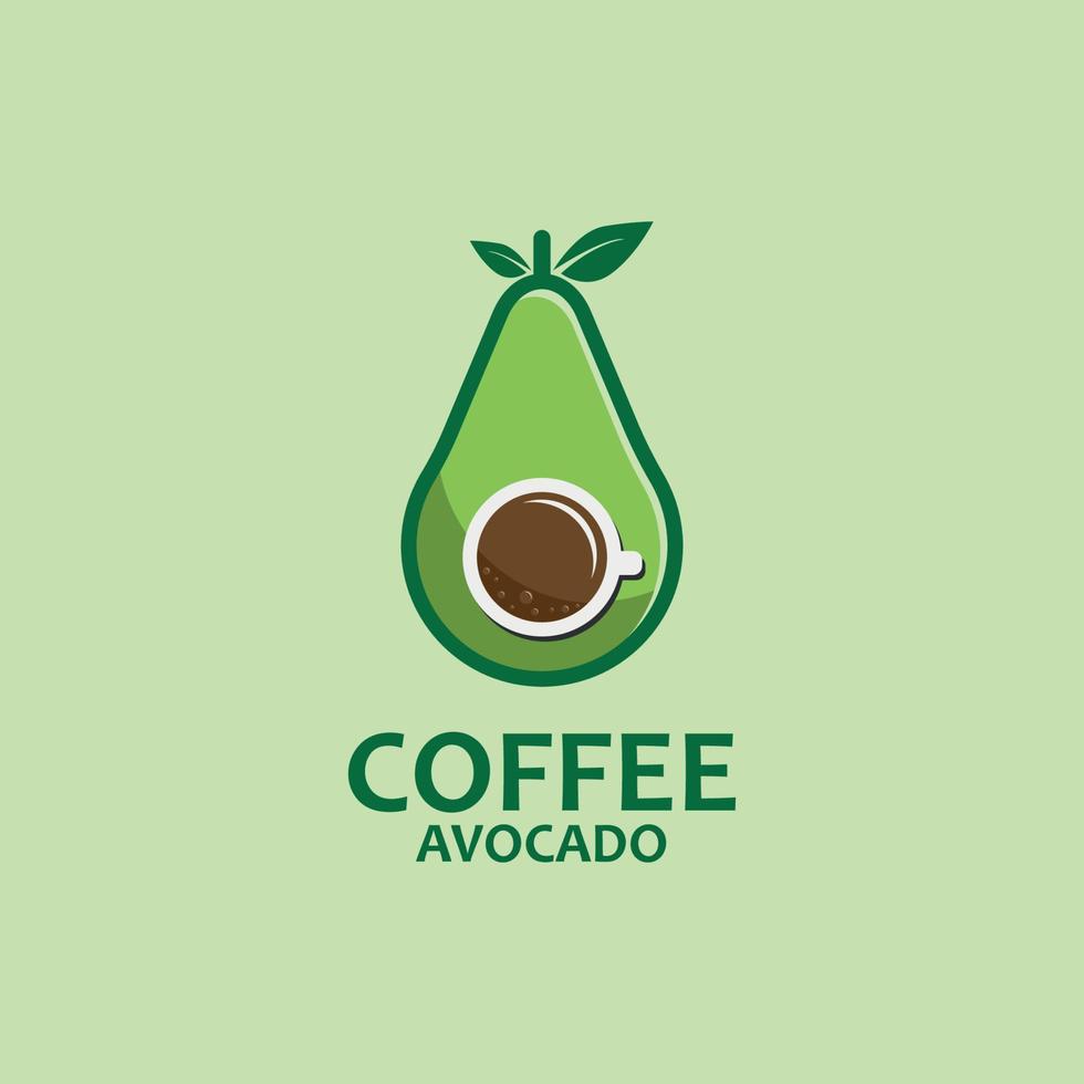 design del logo del caffè davanti all'avocado vettore