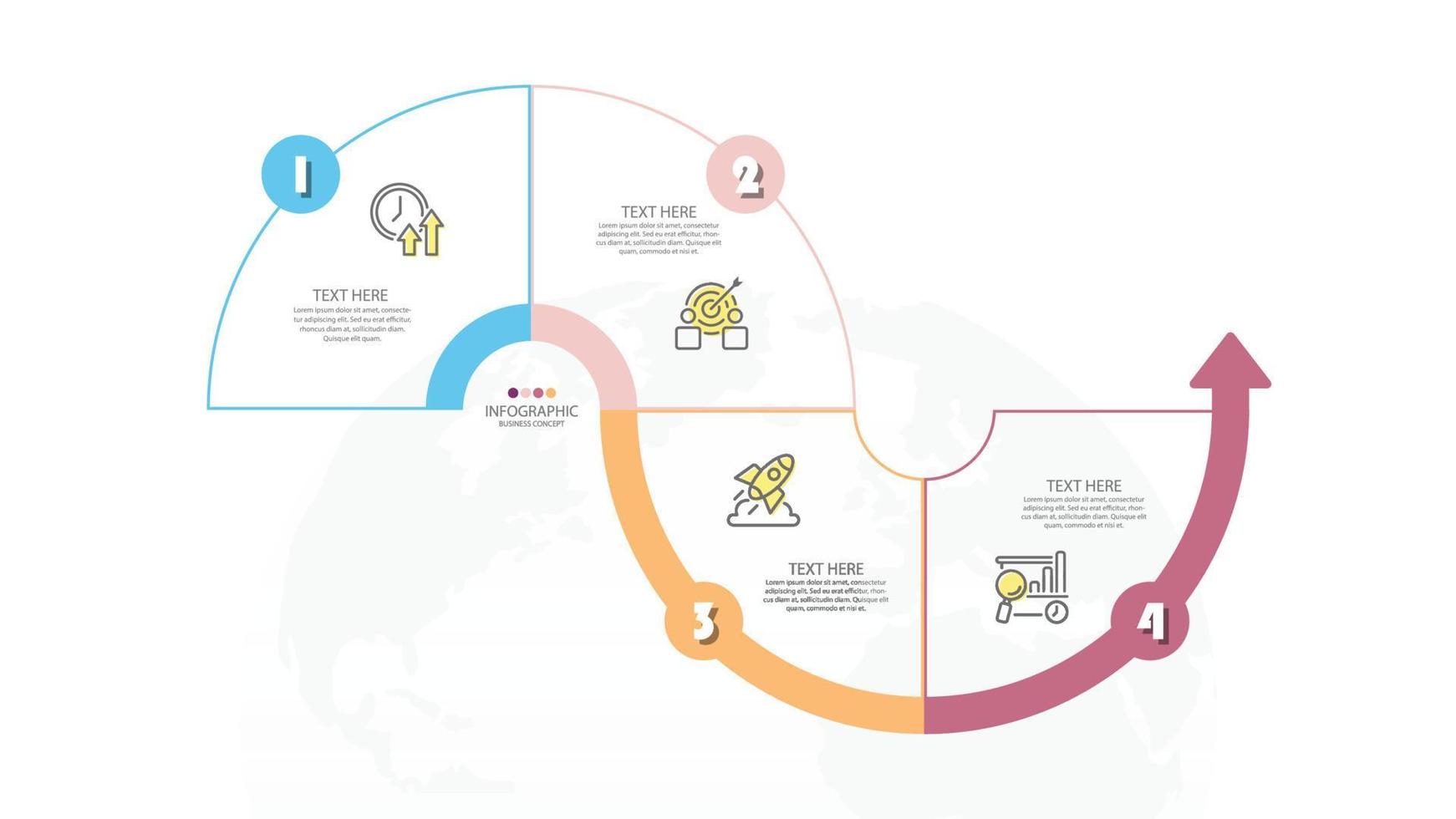 modello di infografica cerchio di base con 4 passaggi, processo o opzioni, diagramma di processo, utilizzato per diagramma di processo, presentazioni, layout del flusso di lavoro, diagramma di flusso, infografo. illustrazione vettoriale eps10.