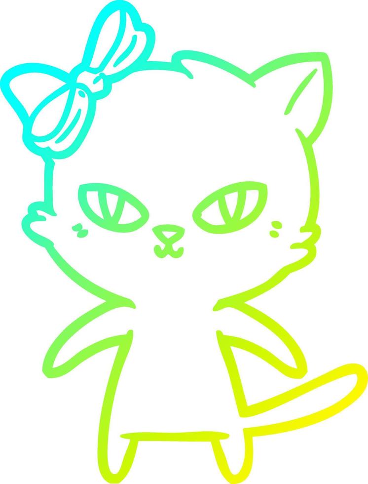 linea gradiente freddo disegno simpatico cartone animato gatto vettore