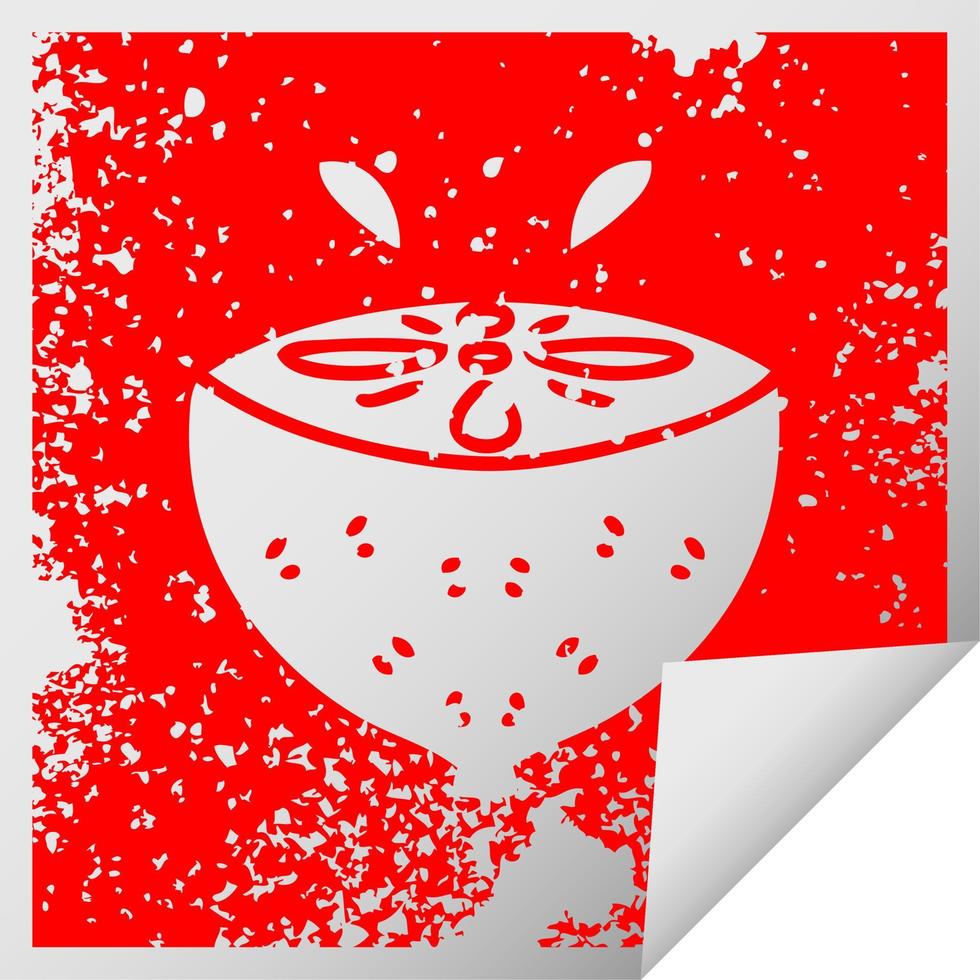 simbolo di adesivo peeling quadrato stravagante angosciato limone vettore