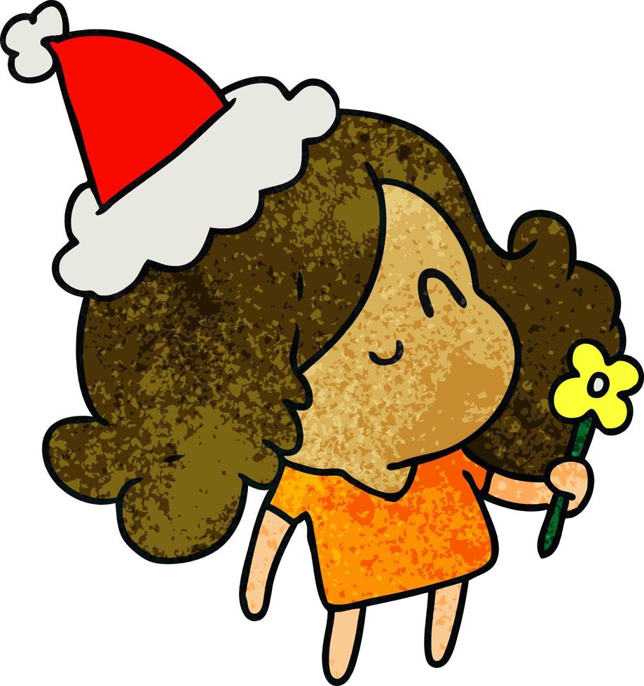 cartone animato con texture natalizia della ragazza kawaii vettore