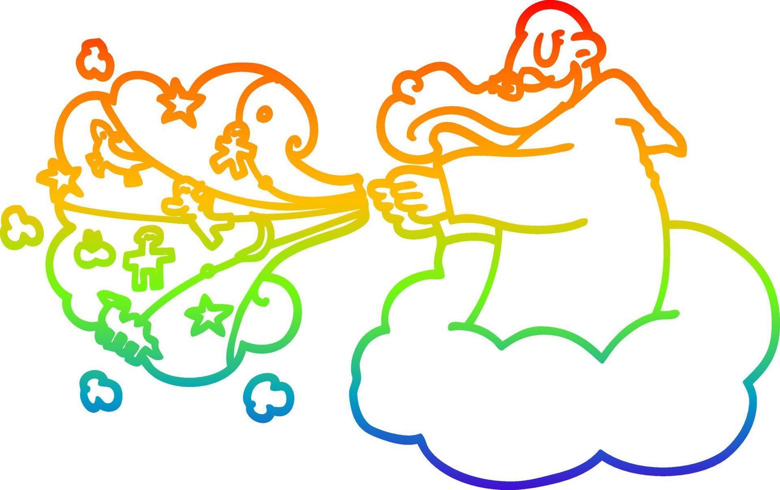 arcobaleno gradiente linea disegno dio del fumetto che crea l'universo vettore