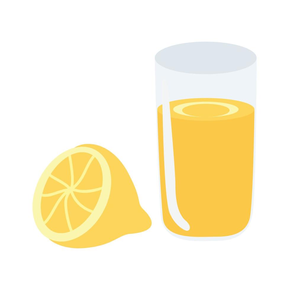 succo di limone con un'illustrazione di limone sul lato. vettore