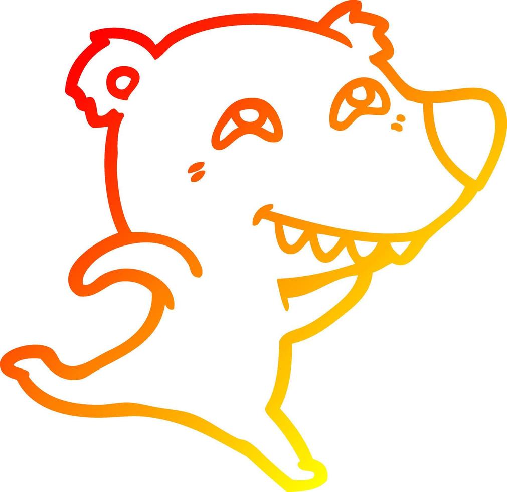 caldo gradiente disegno cartone animato orso polare che mostra i denti vettore