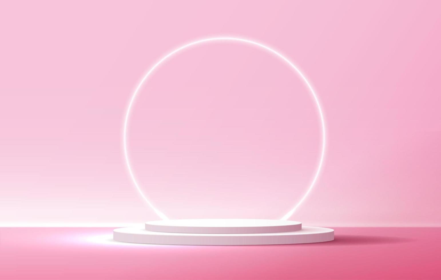 sfondo rosa cosmetico e display premium sul podio per il marchio di presentazione del prodotto e la presentazione dell'imballaggio. palco in studio con ombra di sfondo foglia. disegno vettoriale