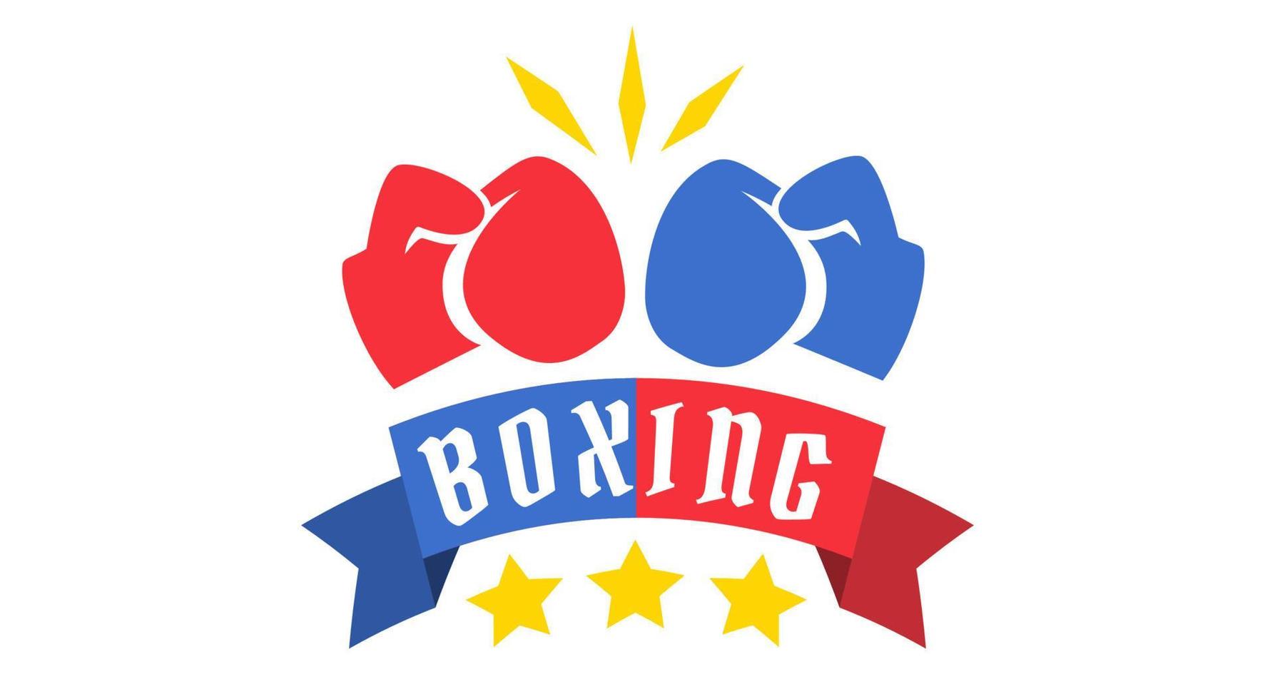 logo vintage vettoriale per una boxe con guanti e nastro.