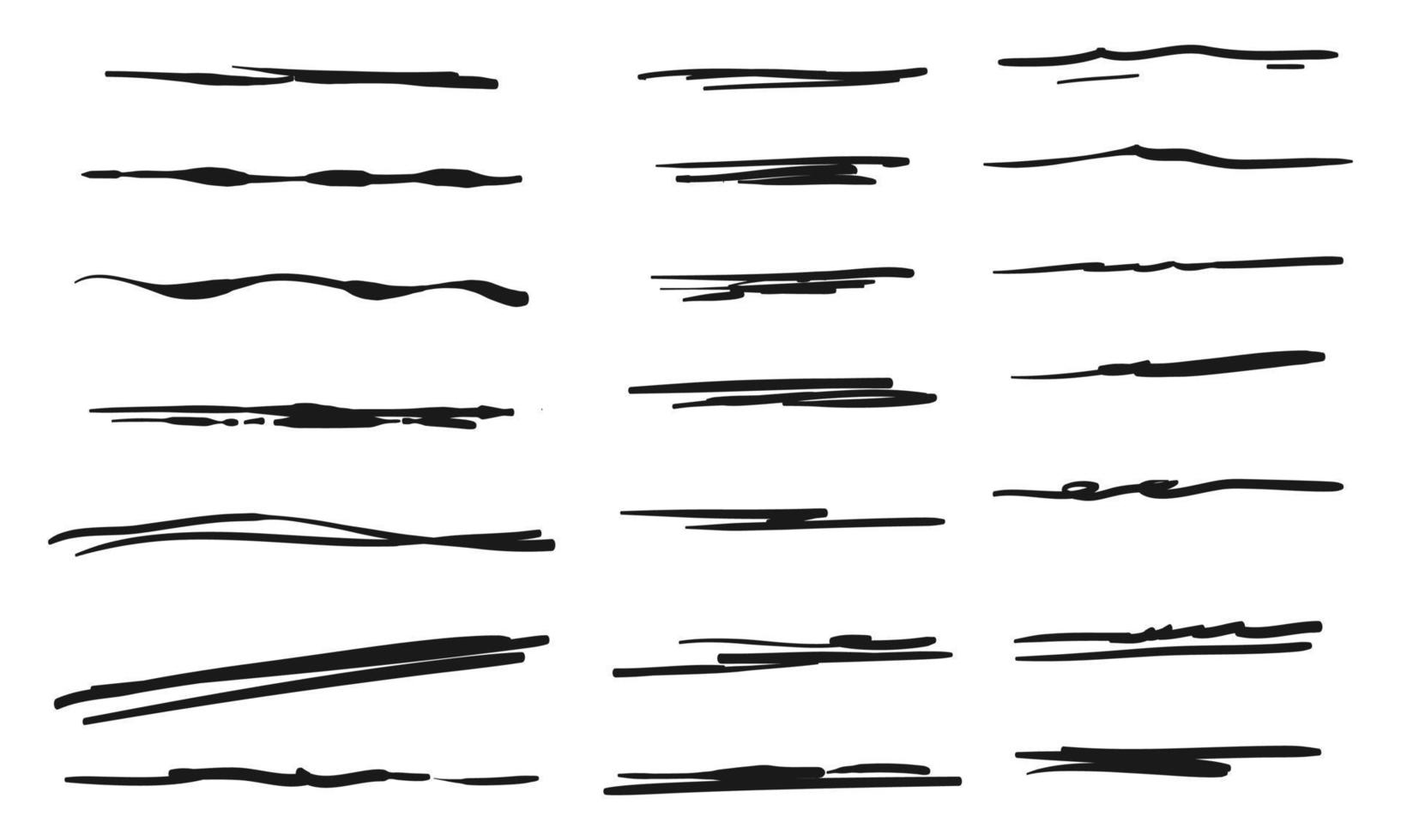 insieme di linee disegnate a mano. elemento di design doodle con sottolineatura, scarabocchio, sciabordi, picchiate. vortice. illustrazione vettoriale