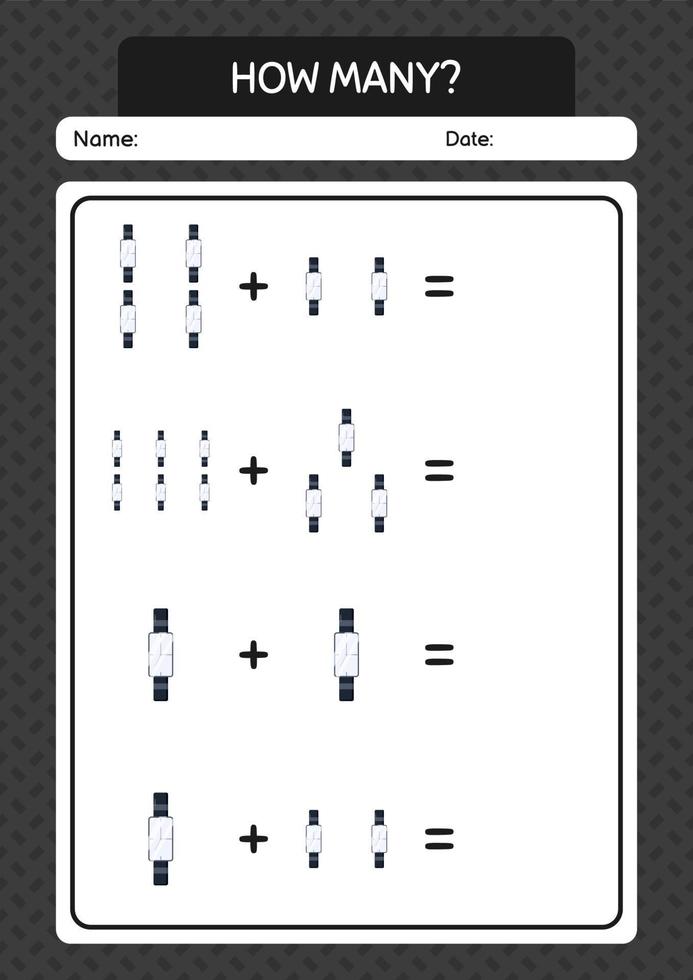quanti contano il gioco con l'orologio. foglio di lavoro per bambini in età prescolare, foglio attività per bambini vettore