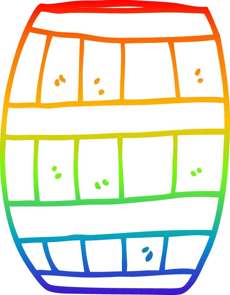 barile di birra del fumetto di disegno a tratteggio sfumato arcobaleno vettore