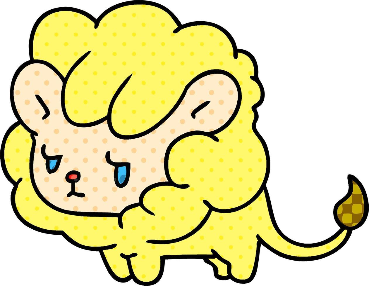 cartone animato kawaii carino cucciolo di leone vettore