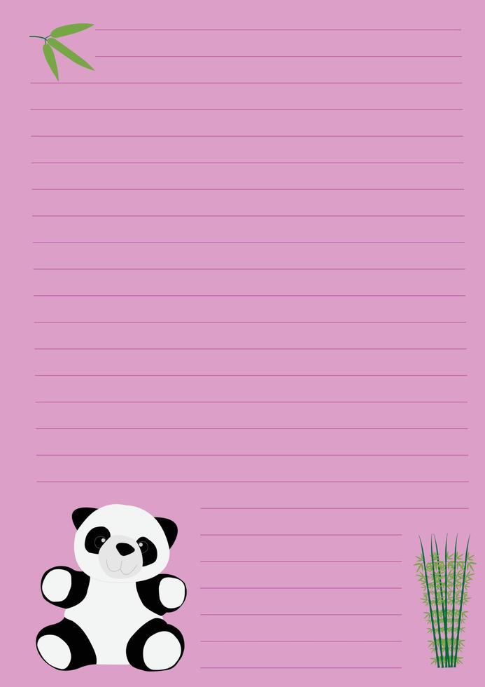 quaderno di carta rosa con linee per scrivere. vettore