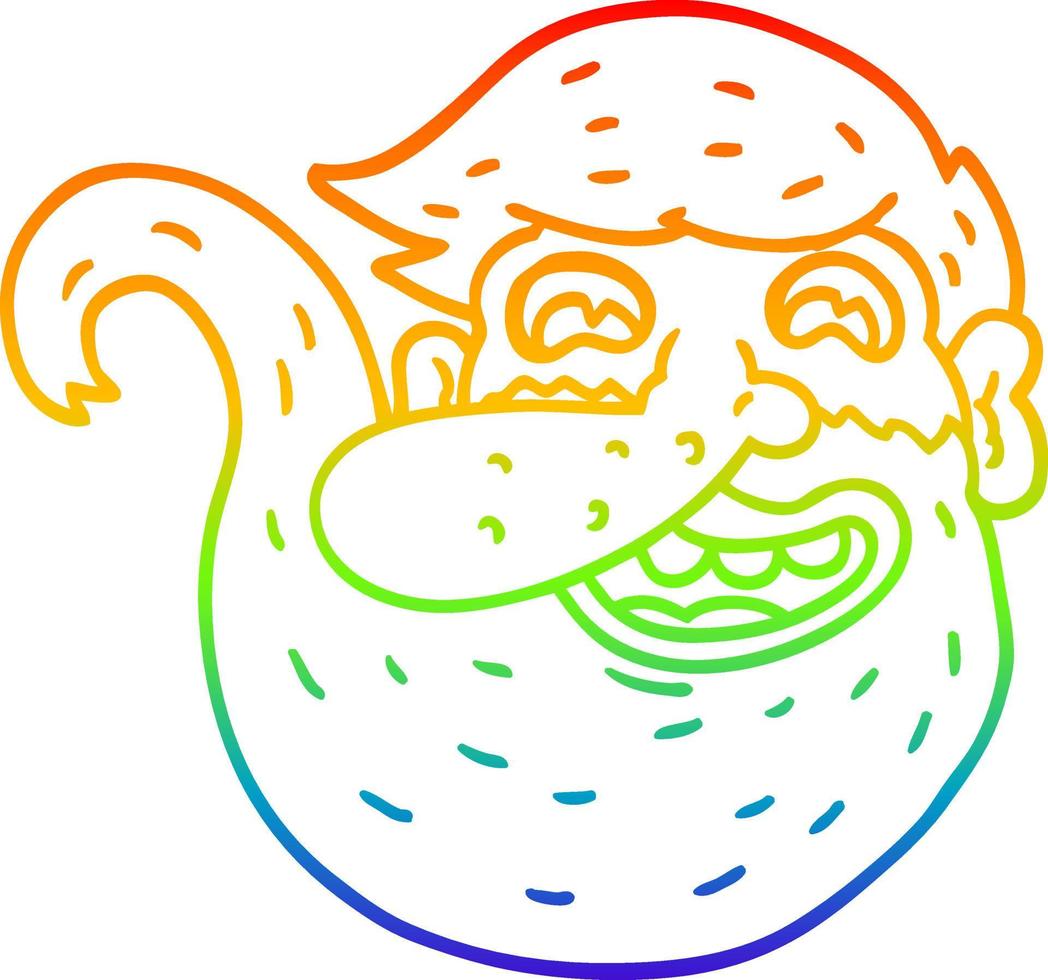 arcobaleno gradiente linea disegno uomo cartone animato con barba di zenzero vettore