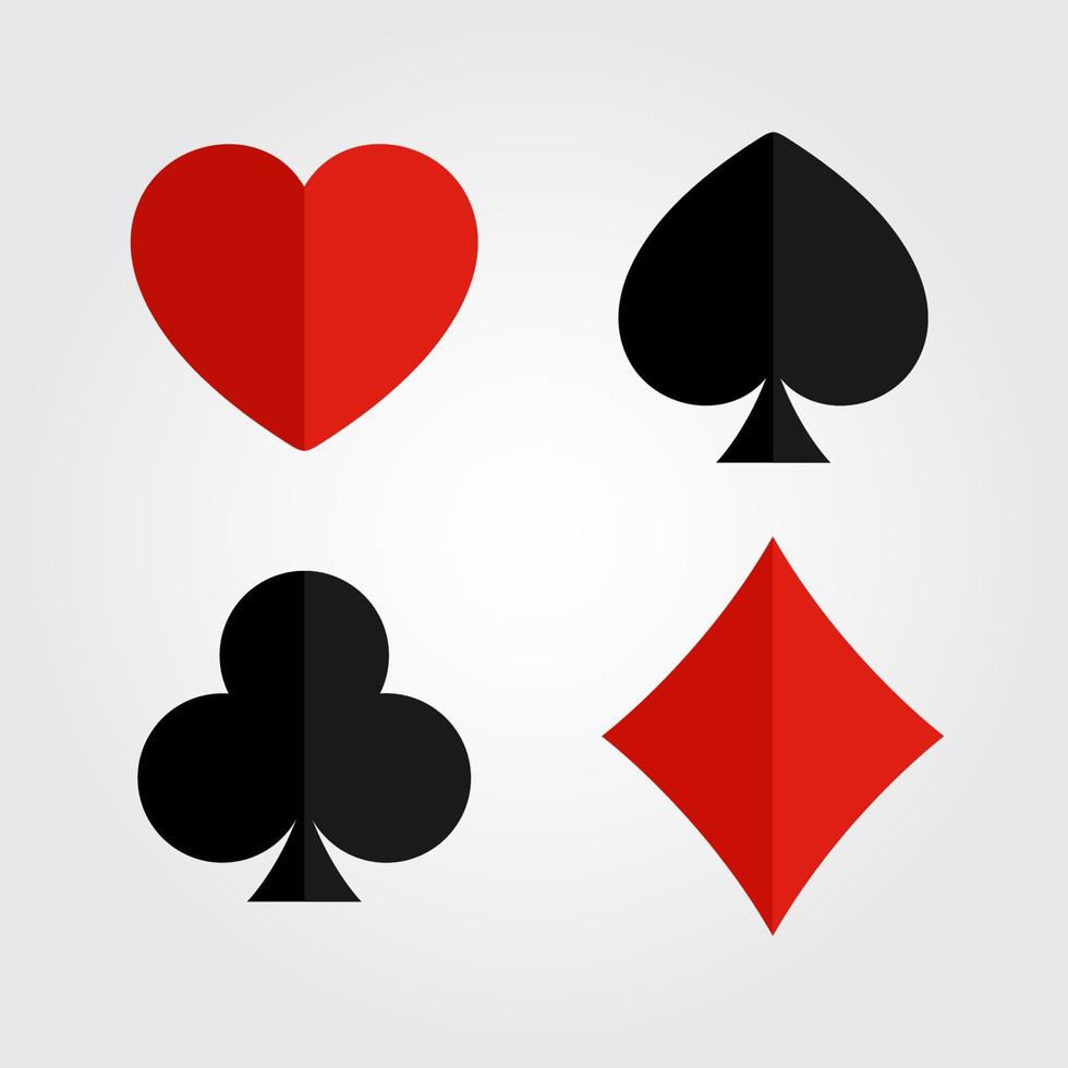 seme di carte da gioco. icone di poker vettoriali piatte isolate su sfondo bianco