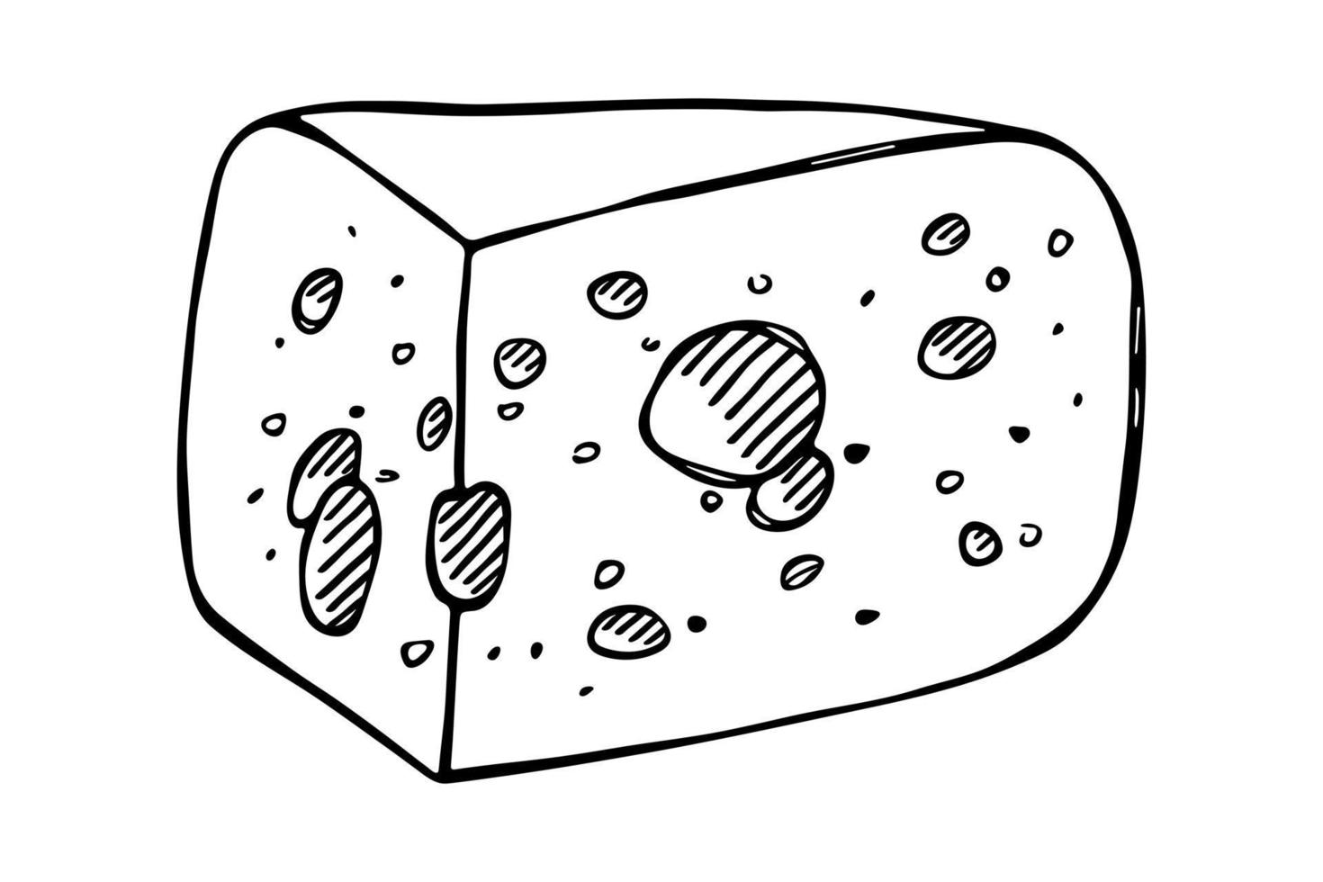 parti e fette di formaggio disegnate a mano isolate su sfondo bianco. icona di formaggio. clipart di formaggio vettoriale