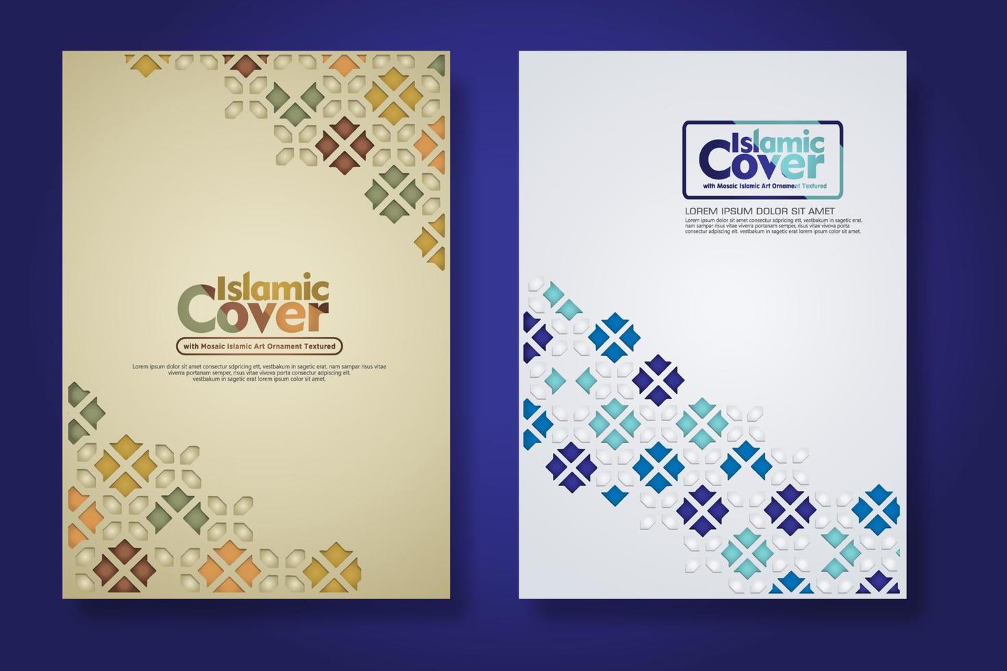 modello di sfondo copertina islamica con dettagli colorati ornamentali di ornamento di arte islamica a mosaico floreale vettore