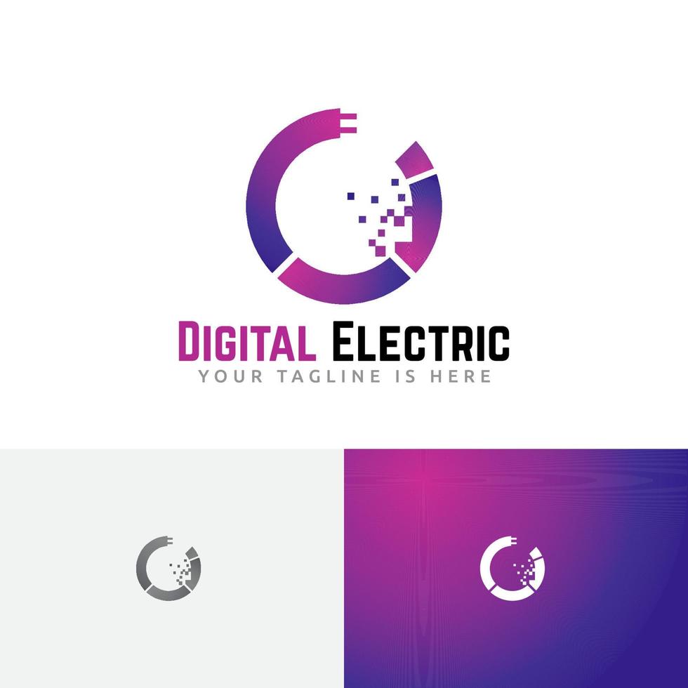 logo della tecnologia del cerchio della spina di alimentazione elettrica digitale vettore