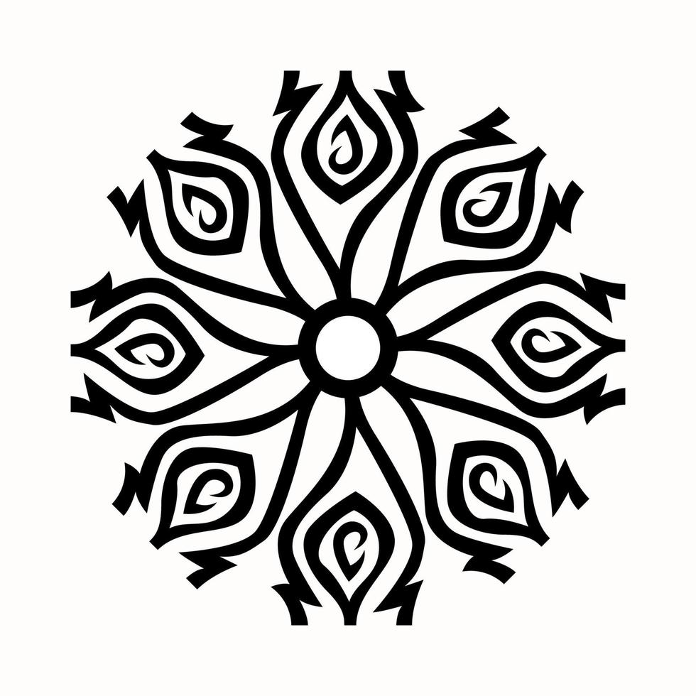 mandala tribale, ornamento tribale, design mandala floreale con stile tribale, mandala floreale con stile tradizionale, ornamento rotondo mandala geometrico, etnico, vintage vettore