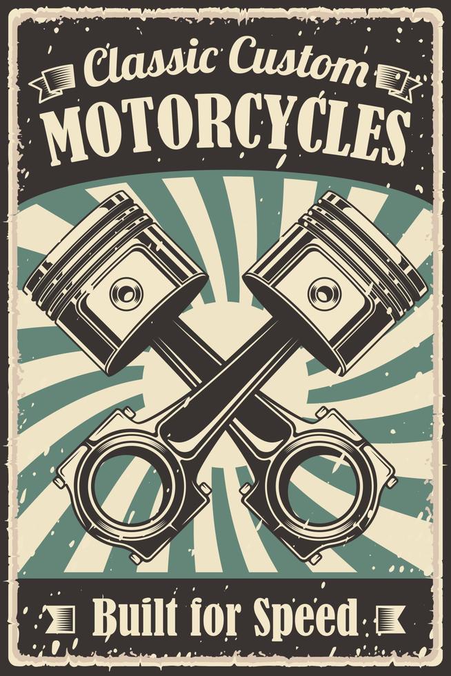poster da corsa su strada moto d'epoca vintage retrò vettore