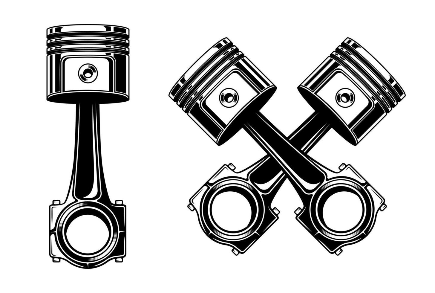 motociclo dell'automobile del pistone del motore monocromatico isolato vettore