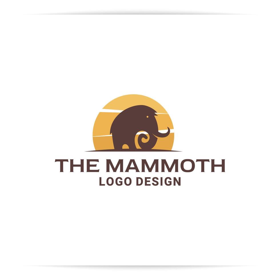 vettore di design del logo mammut e alba