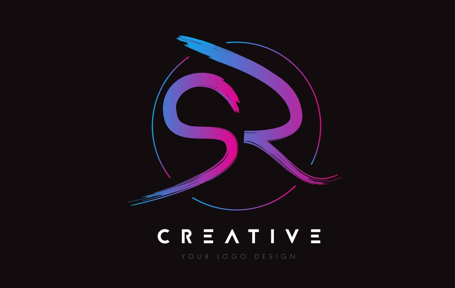 design creativo colorato logo lettera pennello sr. concetto di logo artistico lettere scritte a mano. vettore