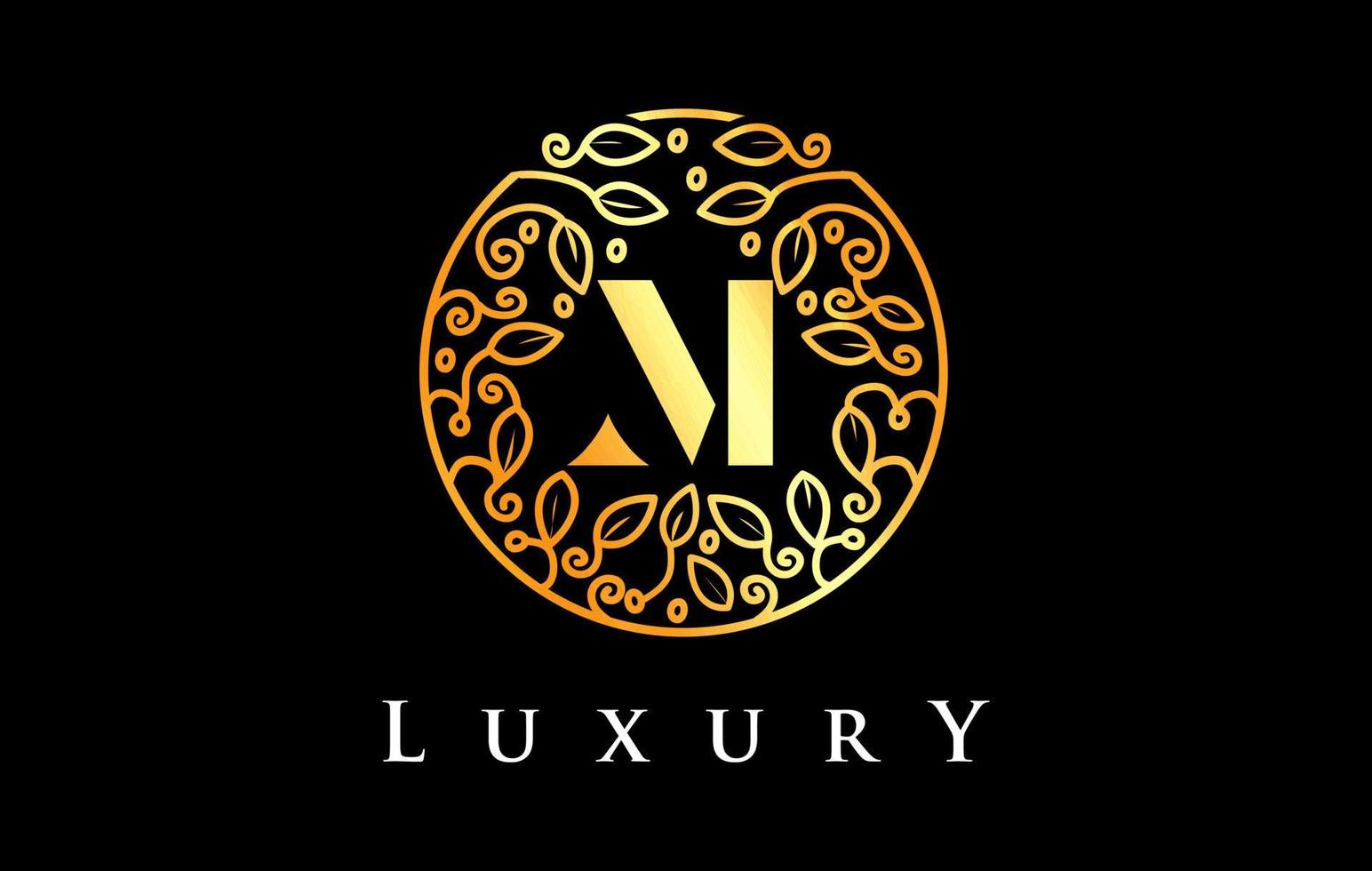 logo dorato della lettera m luxury.beauty cosmetici logo vettore