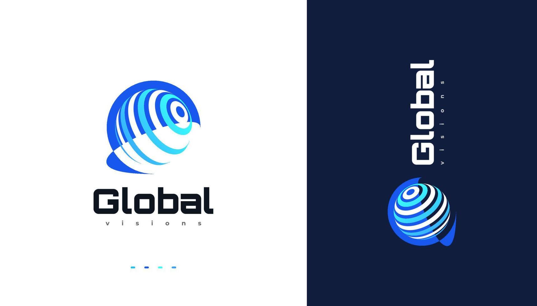 design del logo globale blu. logo o icona del mondo. adatto per loghi aziendali e tecnologici vettore