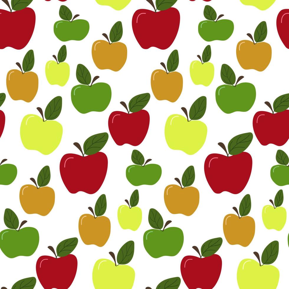 sfondo senza soluzione di continuità con le mele, disegnato a mano. illustrazione per bambini, illustrazione vettoriale. vettore