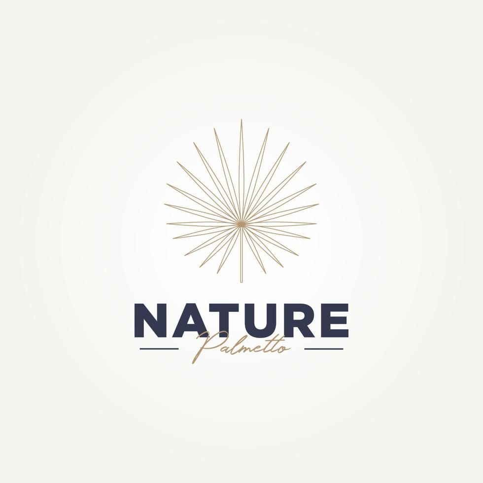 natura minimalista foglie di palma essiccate line art logo template illustrazione vettoriale design. semplice concetto di logo di pianta tropicale palmetto