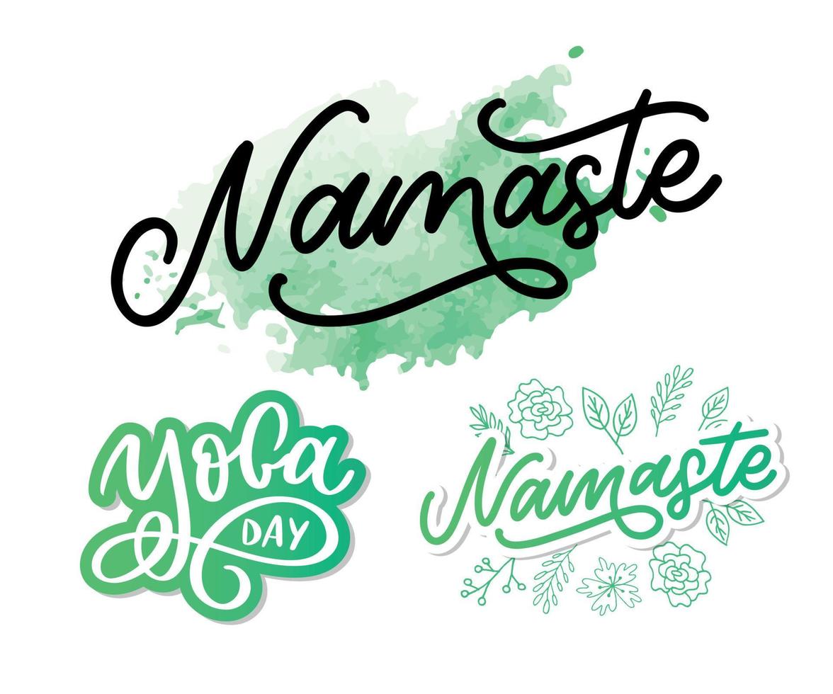 namaste lettering saluto indiano, ciao in t-shirt hindi con lettere a mano design calligrafico. tipografia vettoriale ispiratrice.