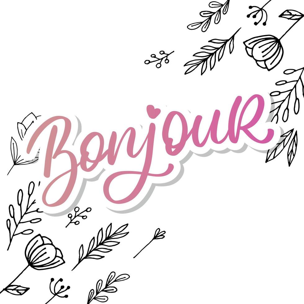 bonjour parigi frase vettore lettering calligrafia pennello lavagna
