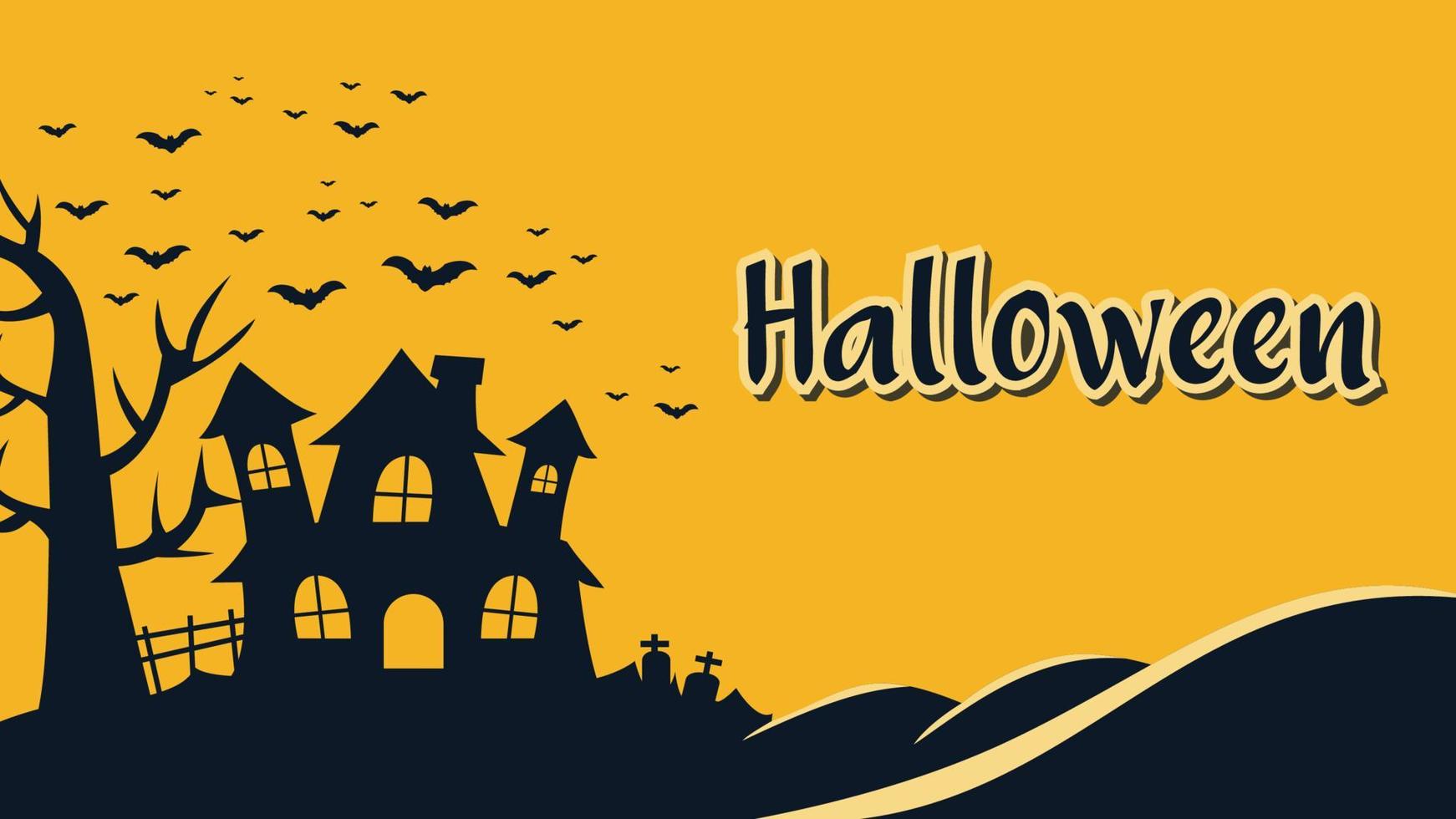 banner di halloween con silhouette di castello vettore