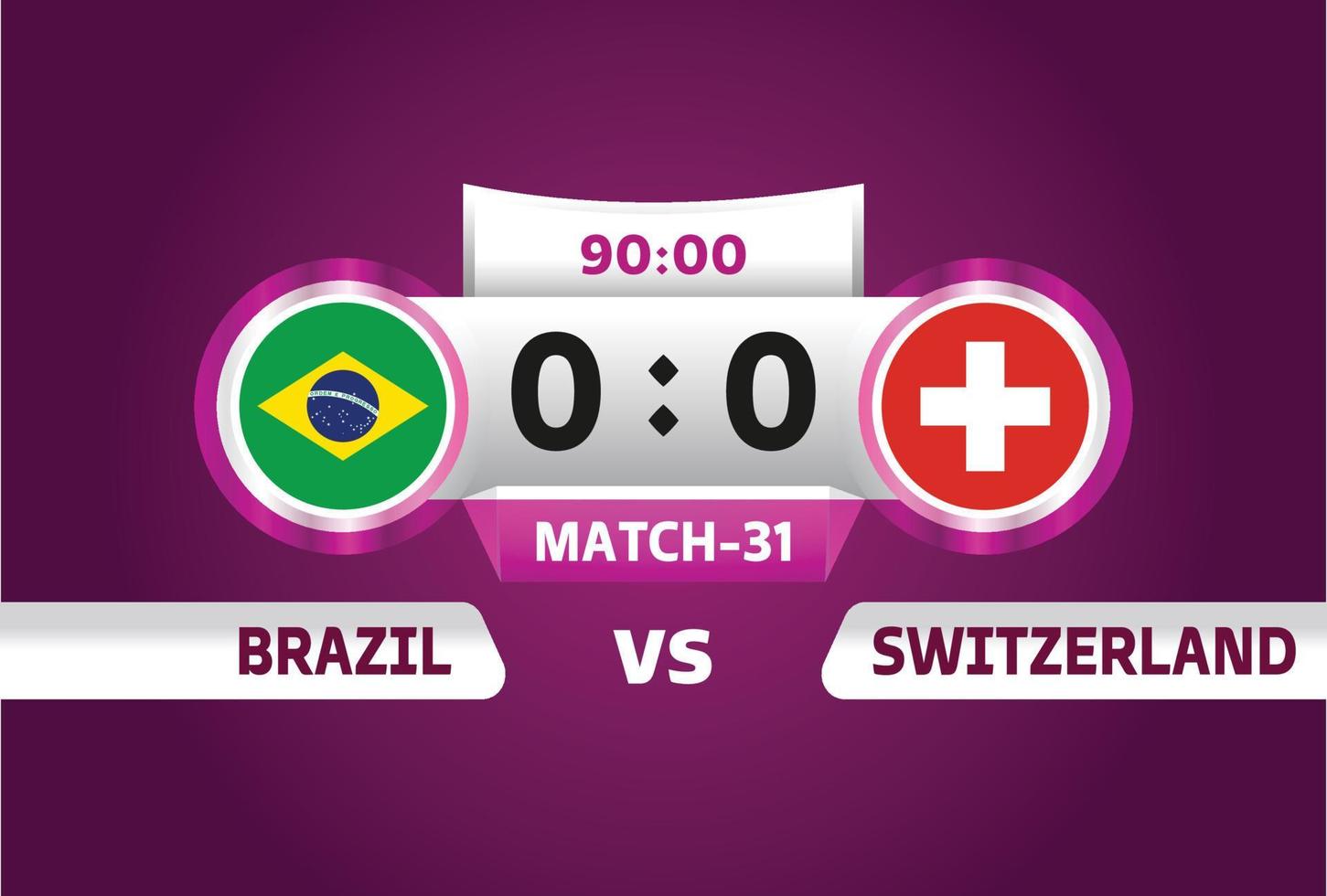 brasile vs svizzera, calcio 2022, girone g. partita di campionato mondiale di calcio contro squadre intro sfondo sportivo, poster finale della competizione di campionato, illustrazione vettoriale. vettore