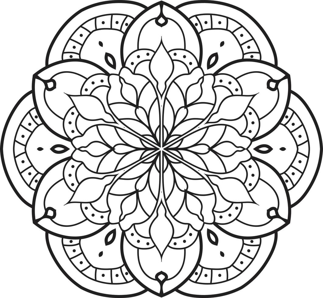 mandala contorno nero fiore pro vactor vettore