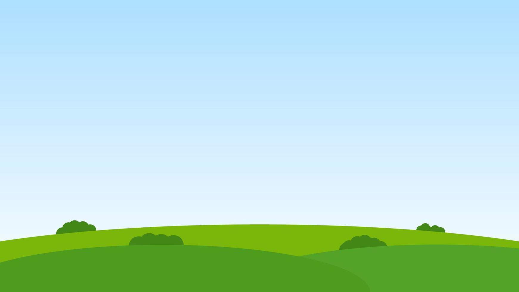 scena del paesaggio di campo verde e cielo blu vettore