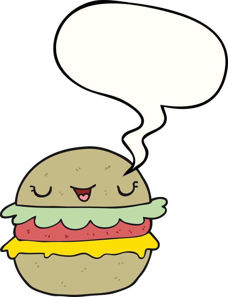 cartone animato hamburger e nuvoletta vettore