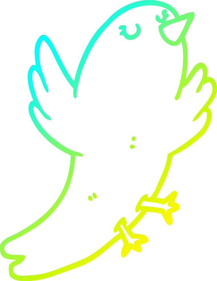 uccello del fumetto di disegno a tratteggio a gradiente freddo vettore