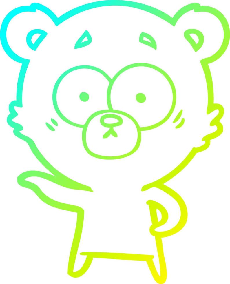 cartone animato di orso ansioso di disegno a linea a gradiente freddo vettore