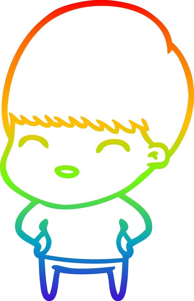 arcobaleno gradiente linea disegno felice cartone animato ragazzo vettore