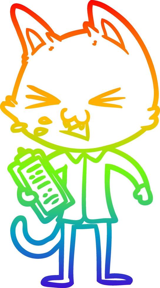 arcobaleno gradiente linea disegno venditore di cartoni animati gatto sibilante vettore
