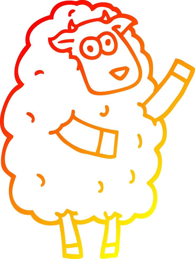 pecore del fumetto di disegno di linea a gradiente caldo vettore