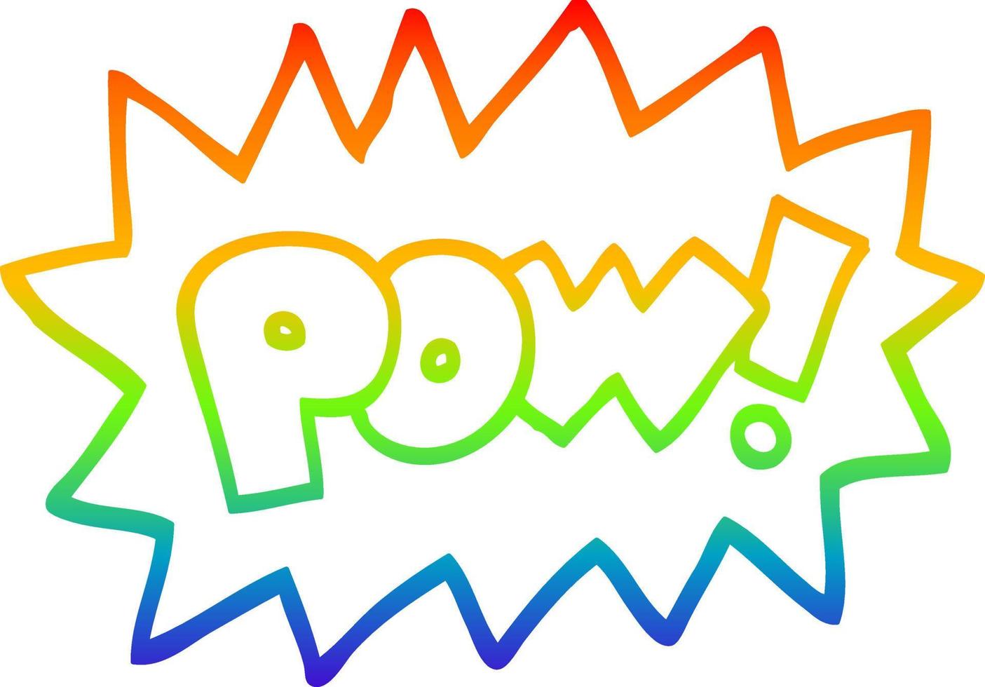 simbolo di pow del fumetto di disegno a tratteggio sfumato arcobaleno vettore